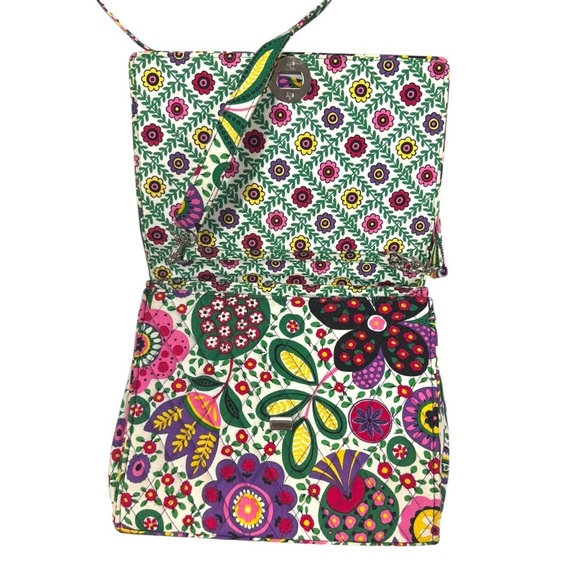Vera Bradley Buttercup Julia Turnlock Crossbody Bag Purse Boho Wallet Floral - Picture 4 of 10